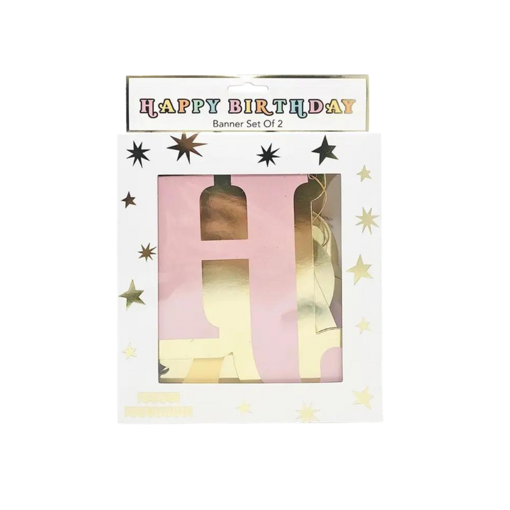 Pink and Gold "Happy Birthday" Banner