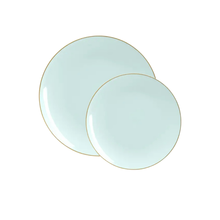 Mint Gold Rimmed Plastic Plates - 2 Sizes