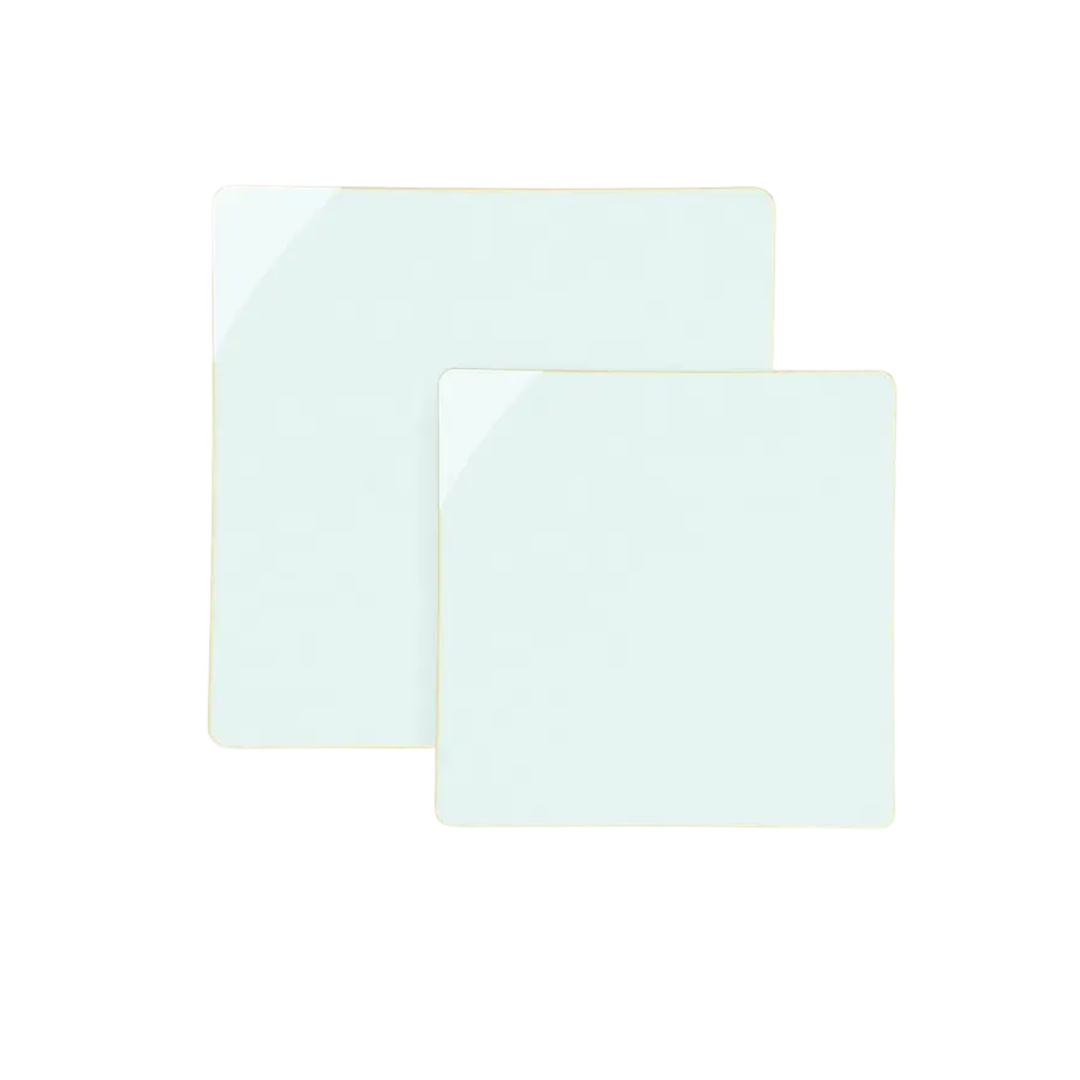 Mint Square Coupe Gold Rimmed Plastic Plates - 2 Sizes