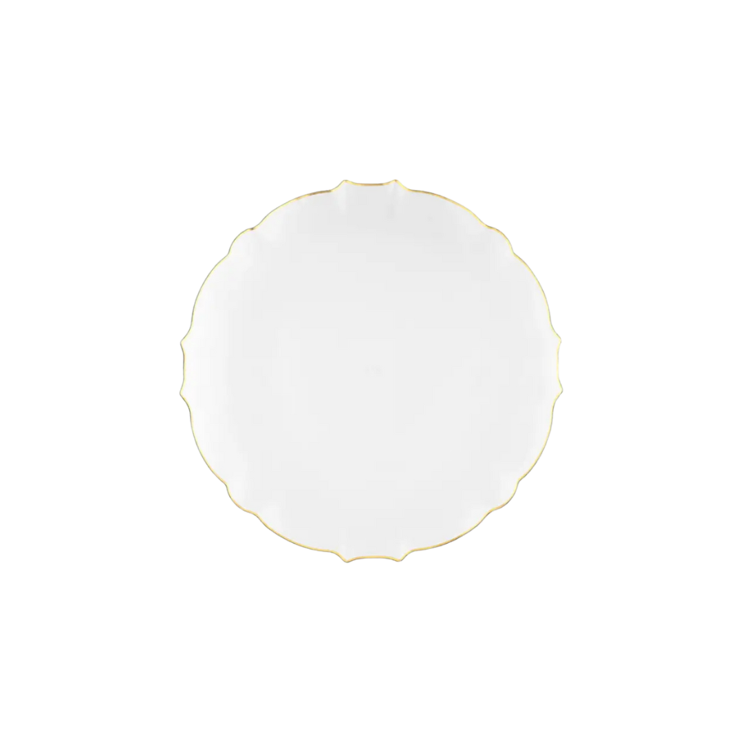 White Gold Rimmed Plastic Large Dinner Plates