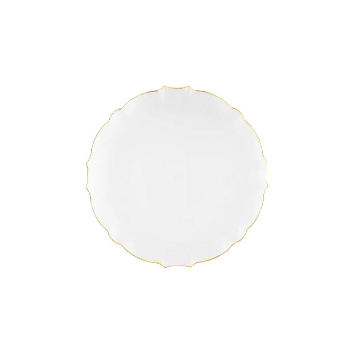 White Gold Rimmed Plastic Large Dinner Plates