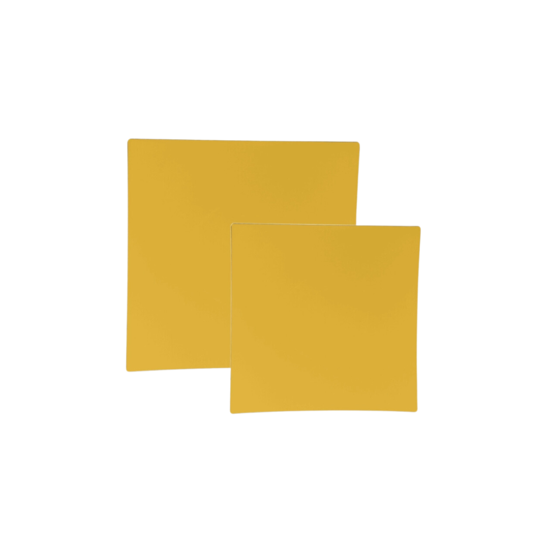 Yellow Square Coupe Gold Rimmed Plastic Plates - 2 Sizes