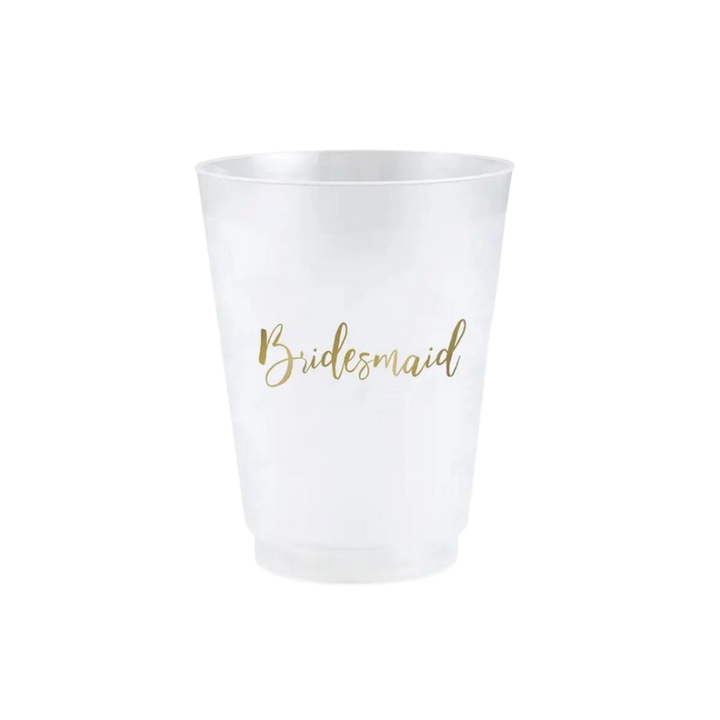 White and Gold "Bridesmaid" Plastic Cups