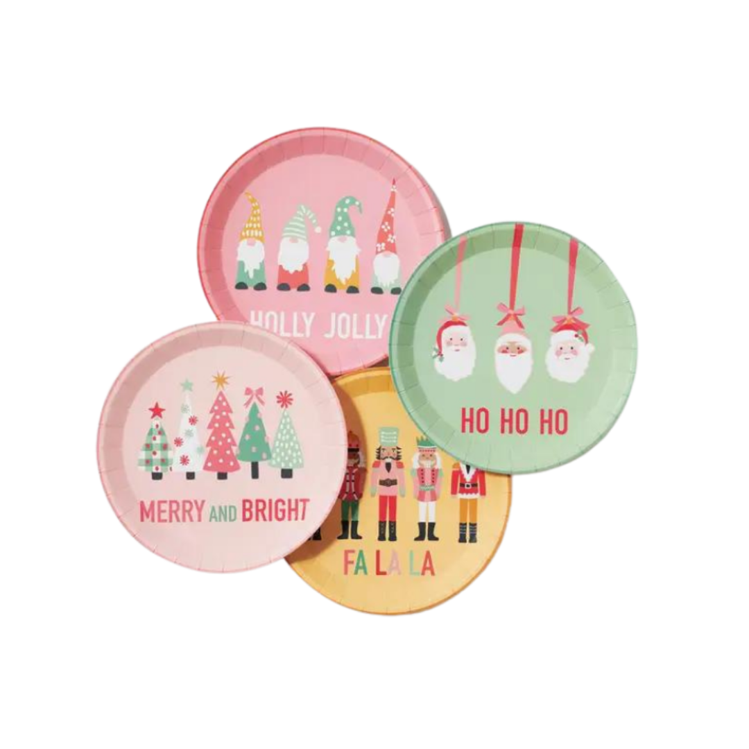 Multicolored Christmas Characters Small Appetizer Dessert Plates