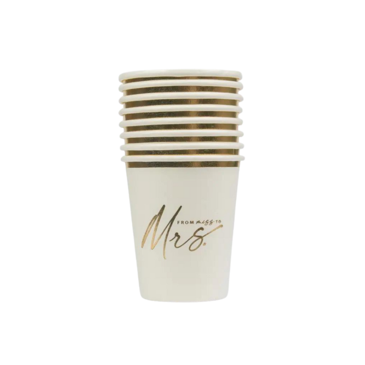 White and Gold "Miss to Mrs" Cups