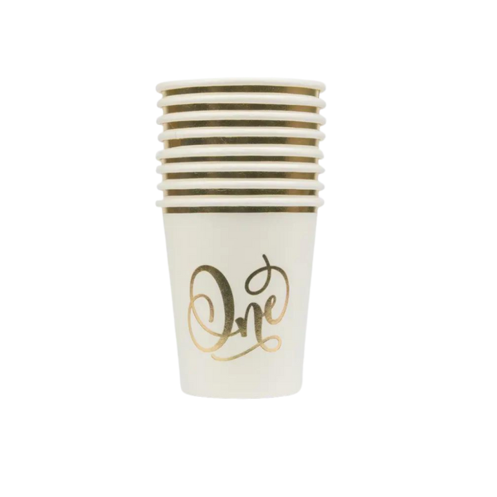 White and Gold "One" Cups