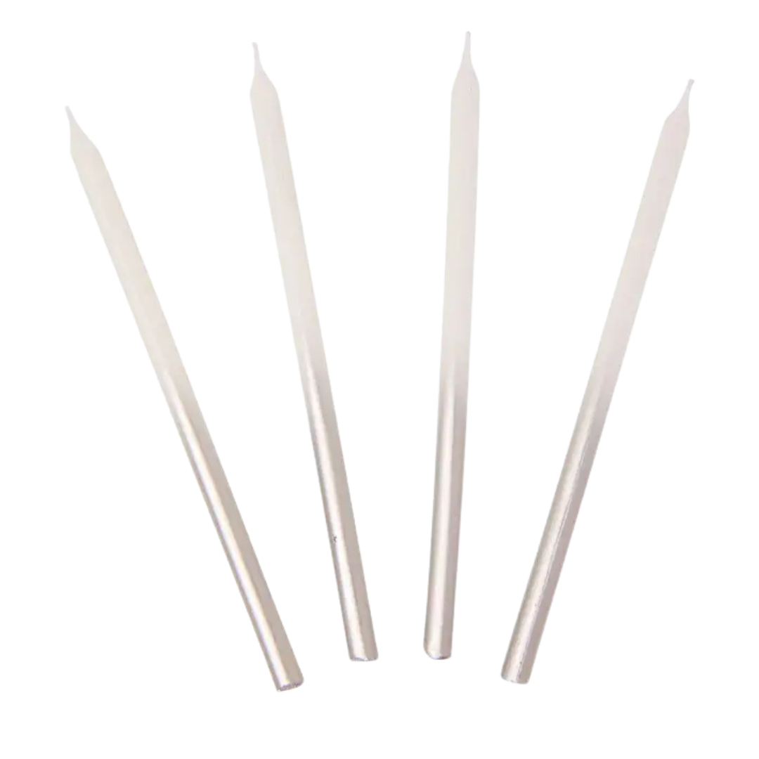 White and Silver Birthday Candles - 16 pk