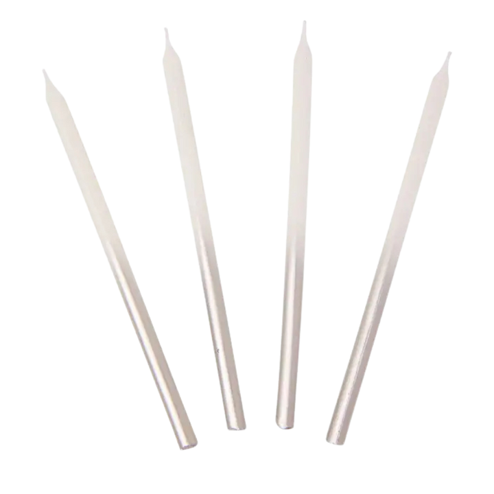 White and Silver Birthday Candles - 16 pk