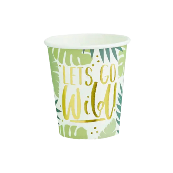 White and Green "Let's Go Wild" Cups