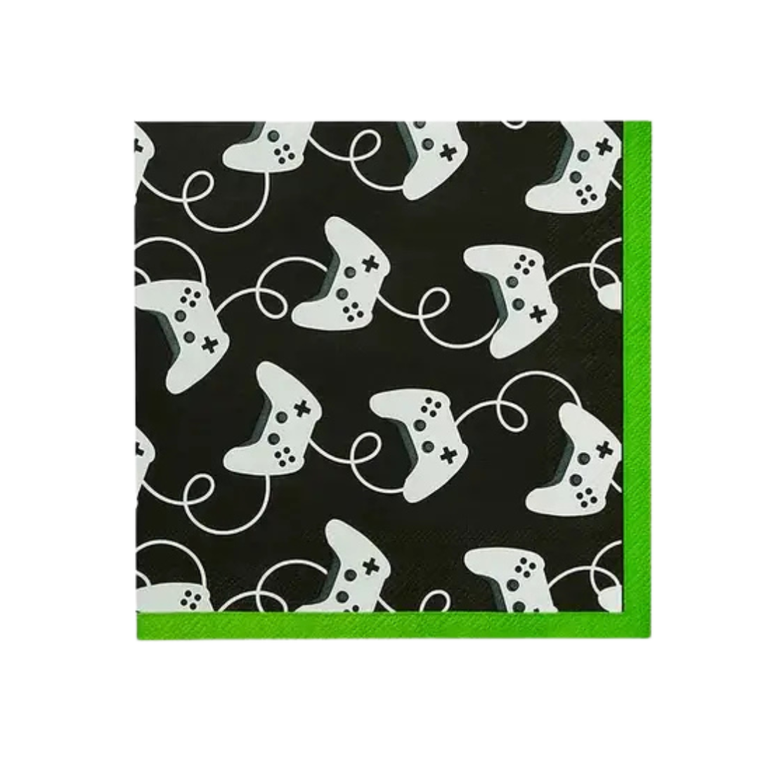 Black and Green Game Controller Cocktail Napkins