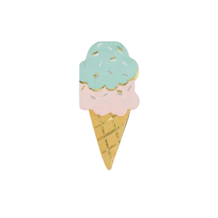 Blue and Pink Ice Cream Cone Shaped Guest Napkins