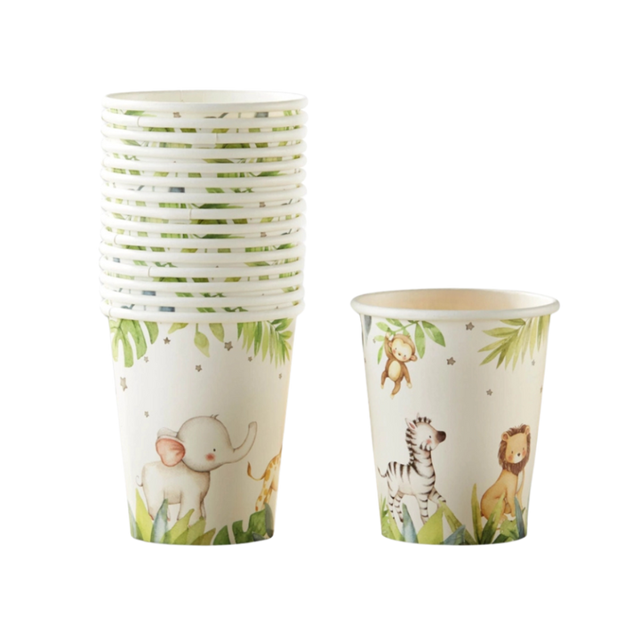 White and Green Safari Baby Cups