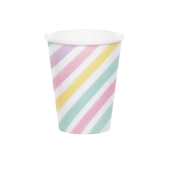 White and Pastels Stripe Cups