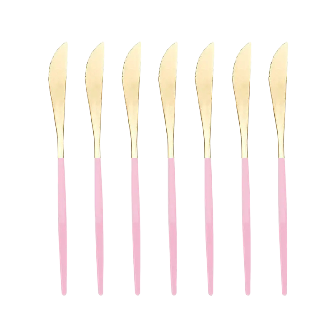 Gold with Pink Handle Moderno Knives - 12 pcs