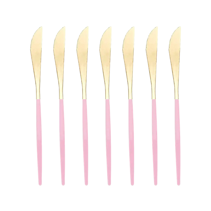 Gold with Pink Handle Moderno Knives - 12 pcs