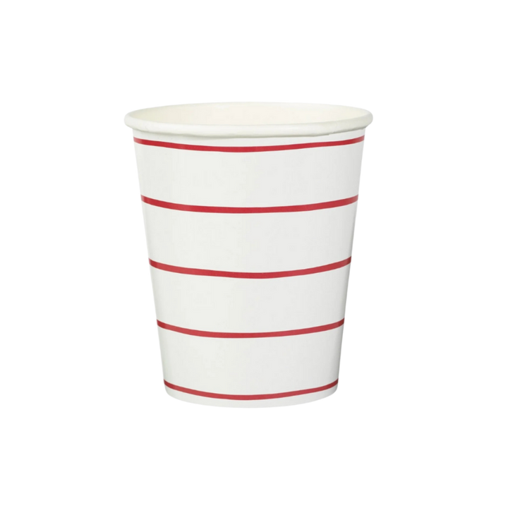 White and Red Striped Cups