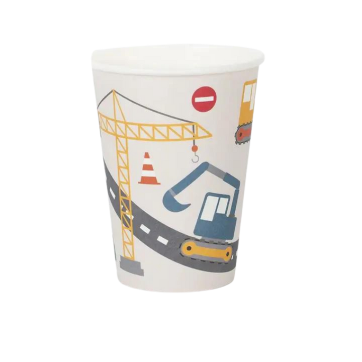 White Construction Theme Cups