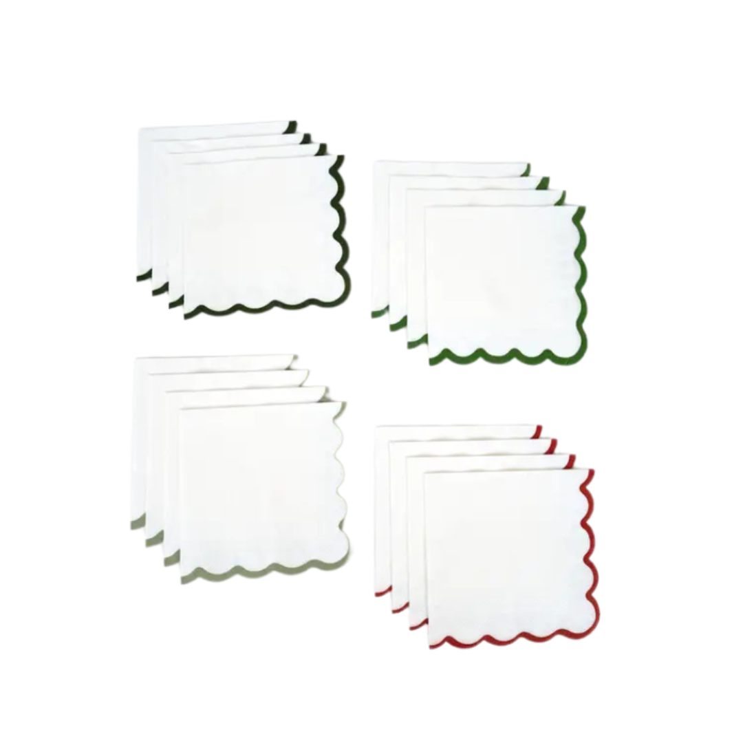 Holiday Colors Scallop Cocktail Napkins