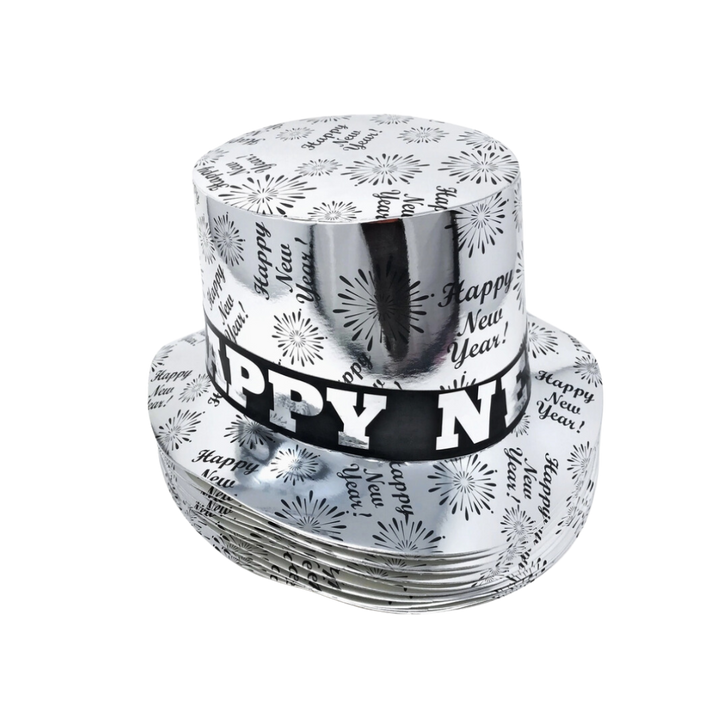 "Happy New Year" Silver Party Hats