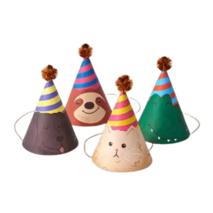 Animal Party Hats - 4 pk