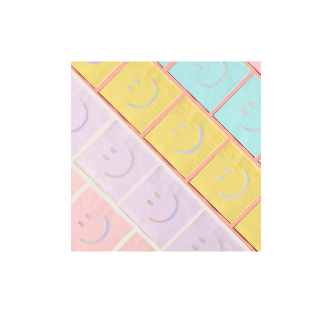 Pastel Smiley Cocktail Napkins