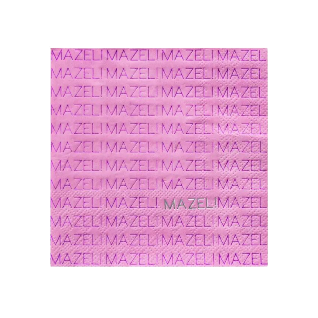 Pink "Mazel" Cocktail Napkins - 20 Pk.