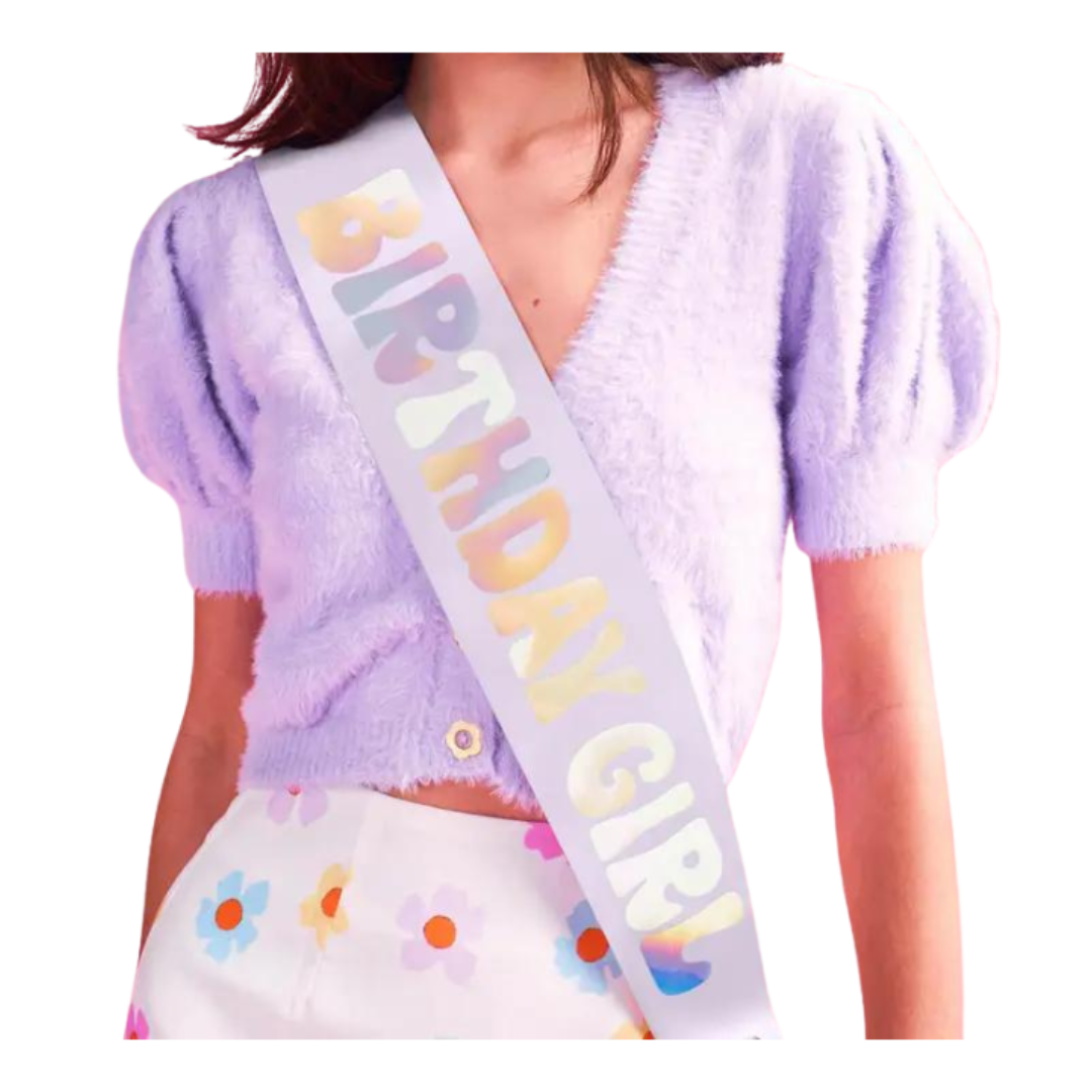 Birthday Girl Iridescent Lavender Sash