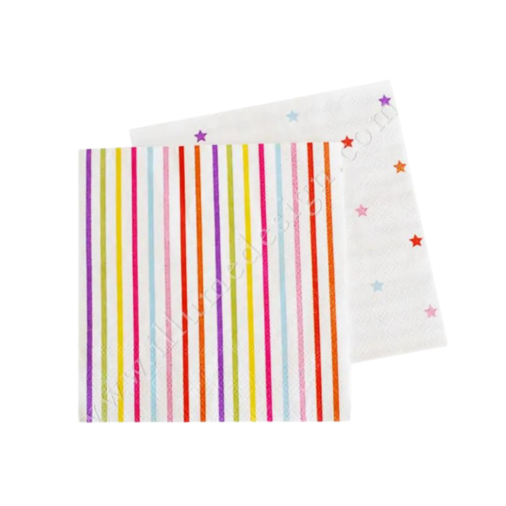 Rainbow Stripe and Stars Cocktail Napkins