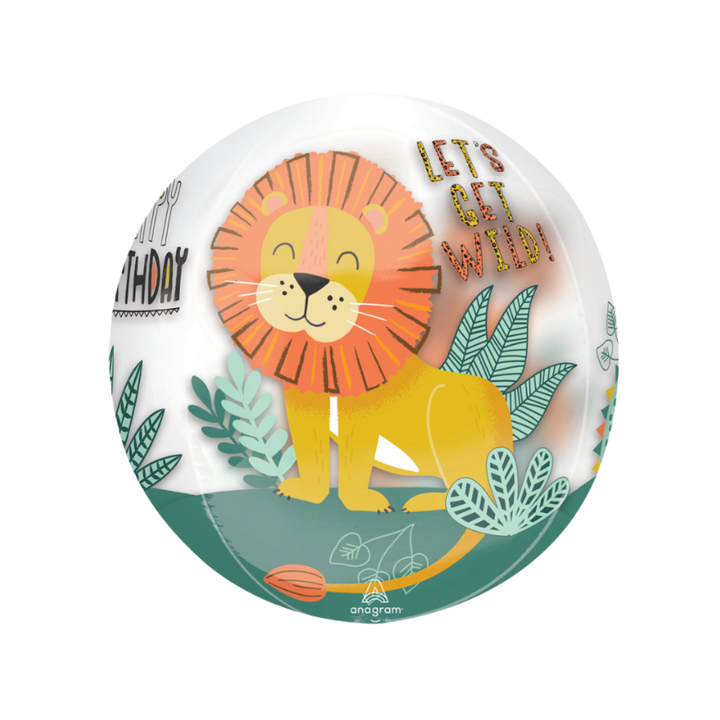 Clear "Let's Get Wild" Lion Orbz Foil Balloon, 16in