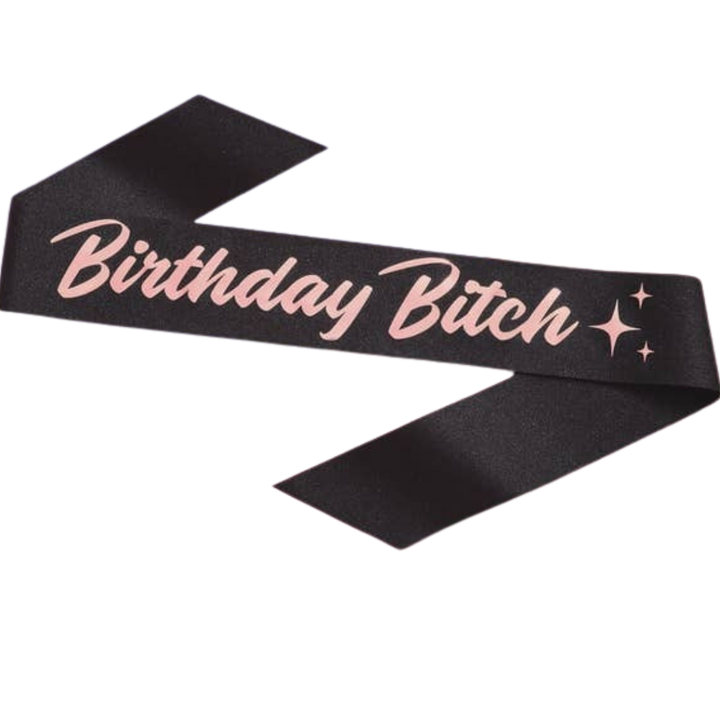 Birthday Bitch Black Glitter and Rose Gold Sash