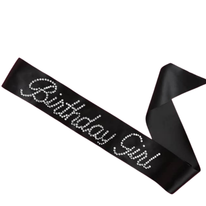 Birthday Girl Black Rhinestone Sash