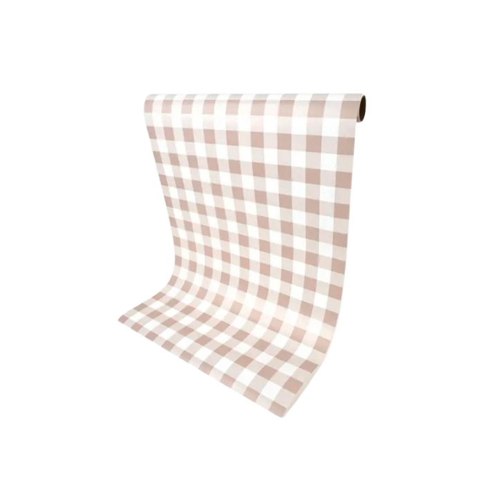 Brown Gingham Paper Table Runner