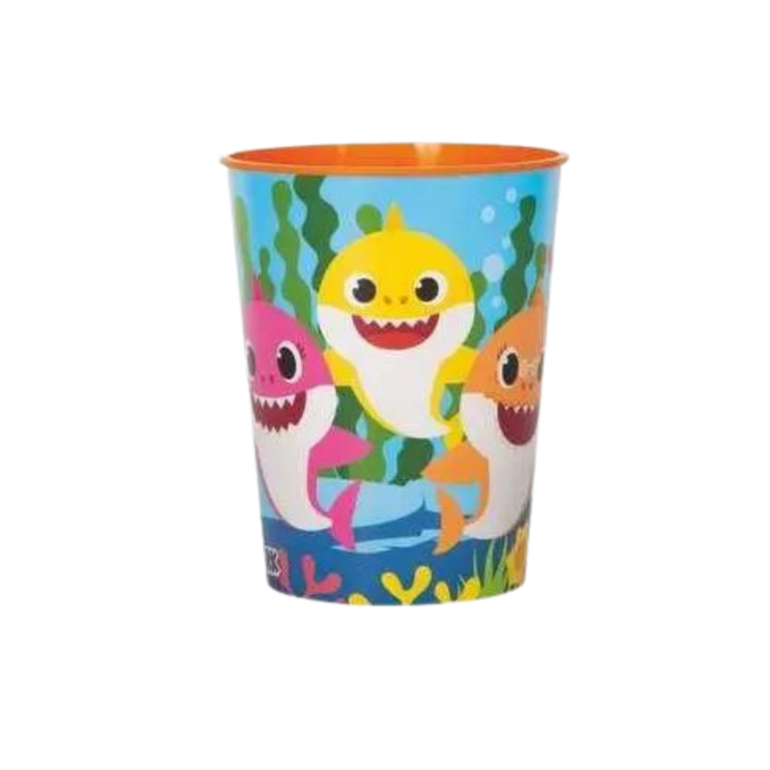 Blue and Orange Baby Shark Plastic Cup