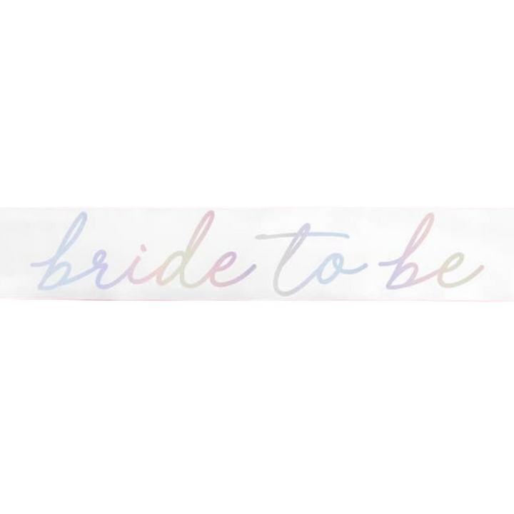 Bride to Be Iridescent White Bachelorette Party Sash