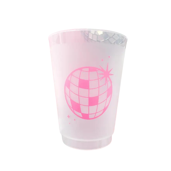 Clear and Pink Disco Ball Frosted Plastic Cups