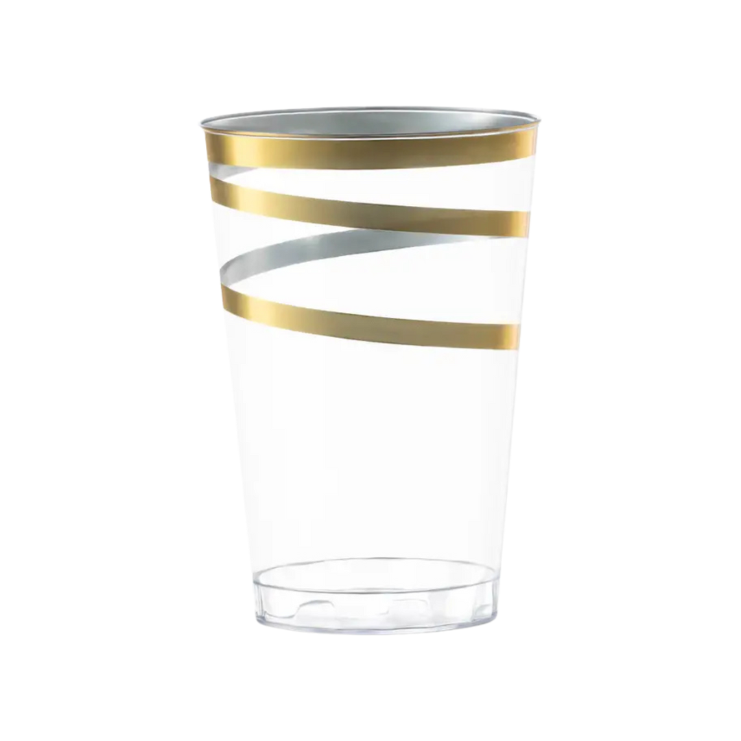 Clear with Gold Swirl Plastic Tumblers