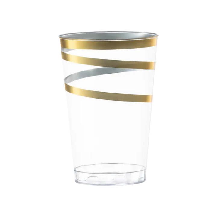 Clear with Gold Swirl Plastic Tumblers