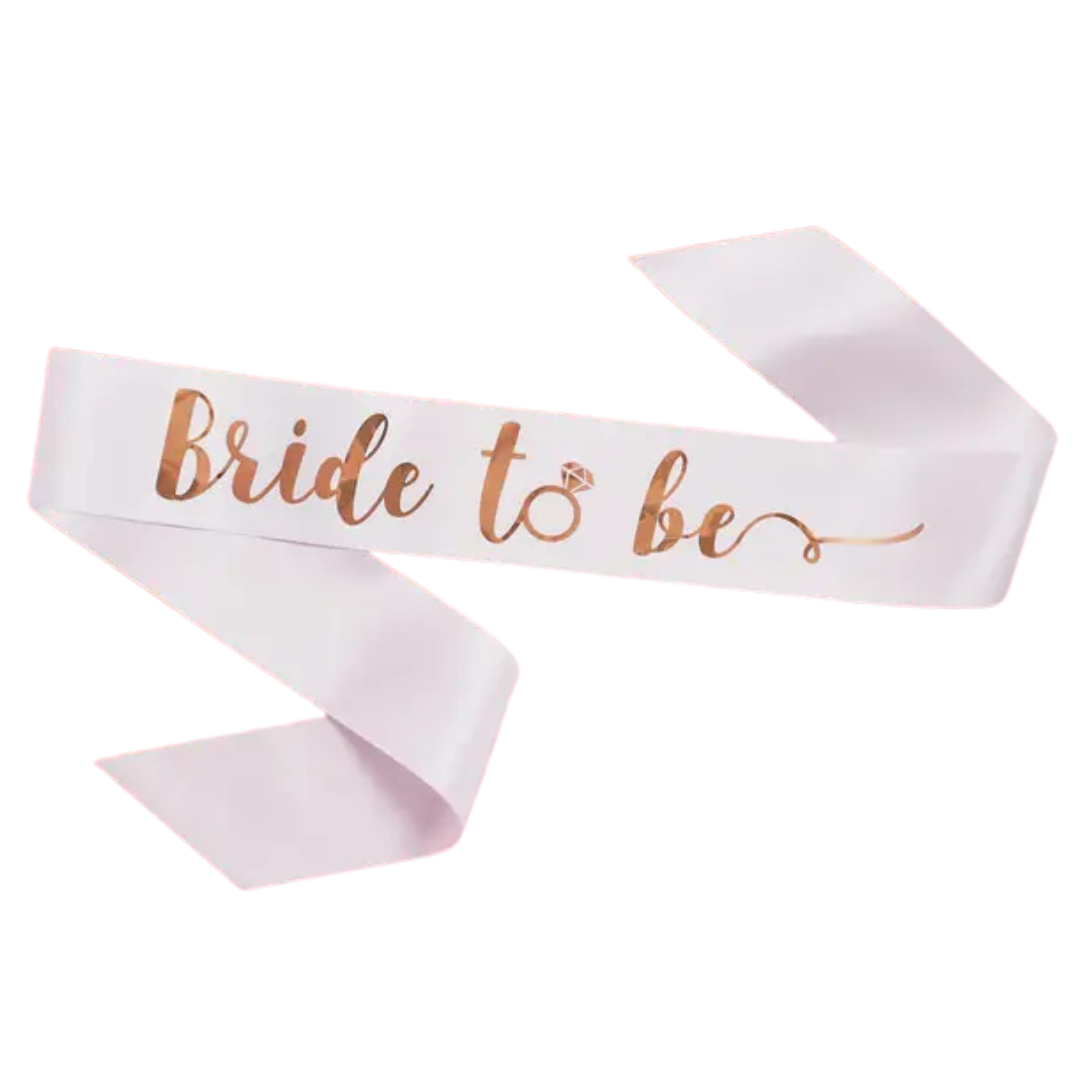 Bride to Be White and Rose Gold Bachelorette Party Sash