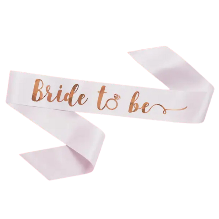 Bride to Be White and Rose Gold Bachelorette Party Sash