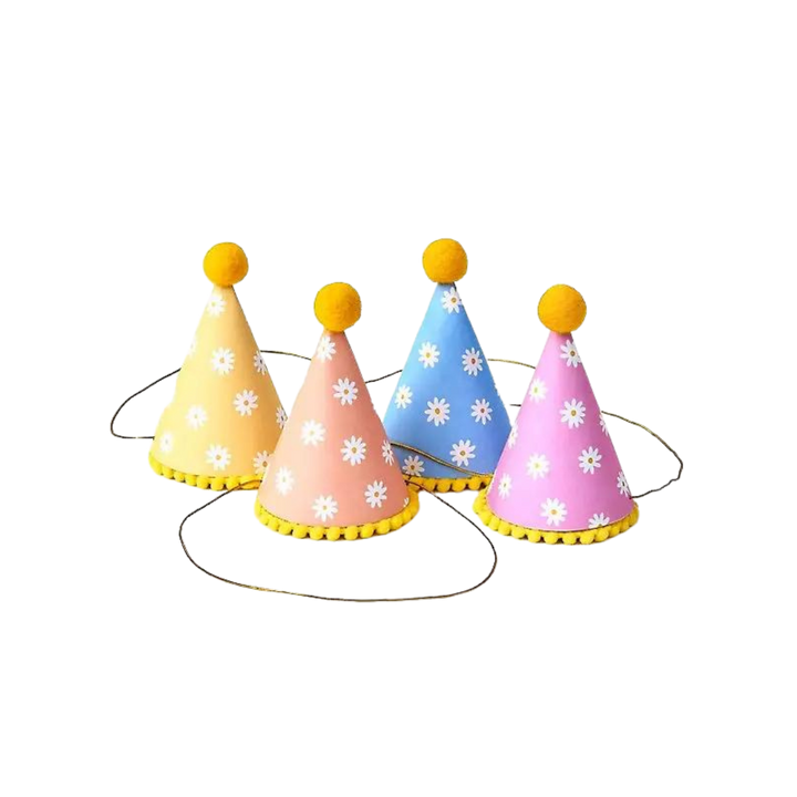 Retro Daisy Party Hats - 6pk