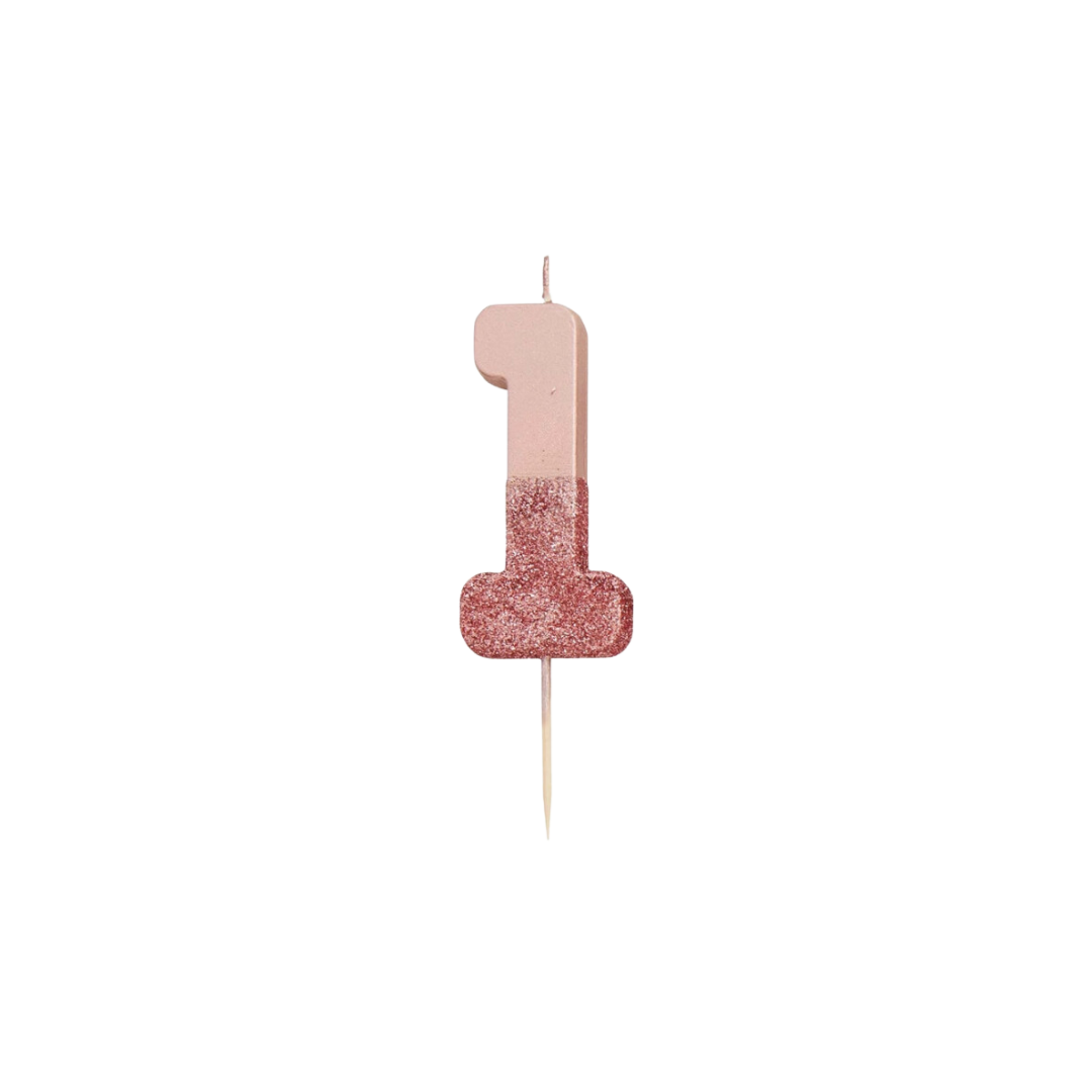 Rose Gold Glitter 0-9 Candles