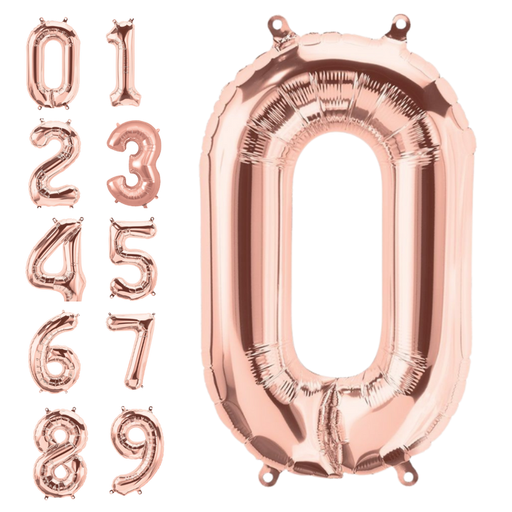 Rose Gold Number 0 - 9 Foil Balloon, 34 in