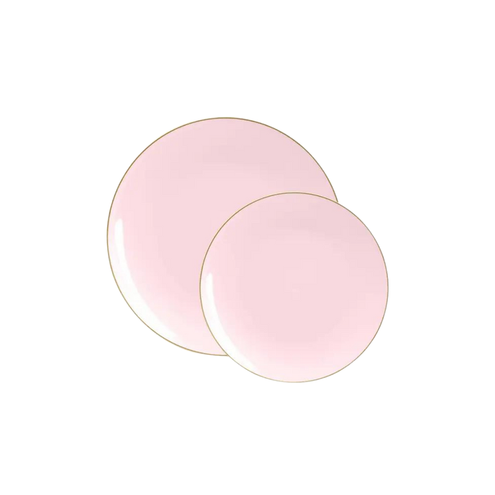 Blush Gold Rimmed Plastic Plates - 2 Sizes