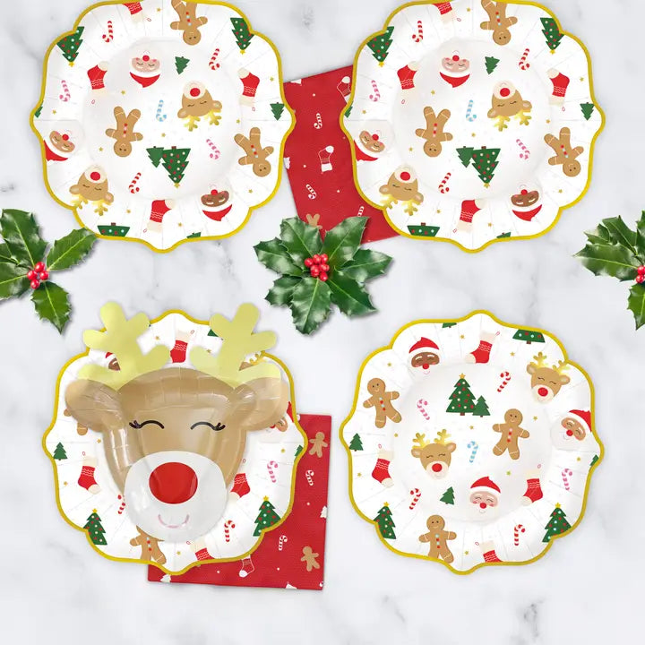 Brown Rudolph the Reindeer Shaped Small Appetizer Dessert Plates