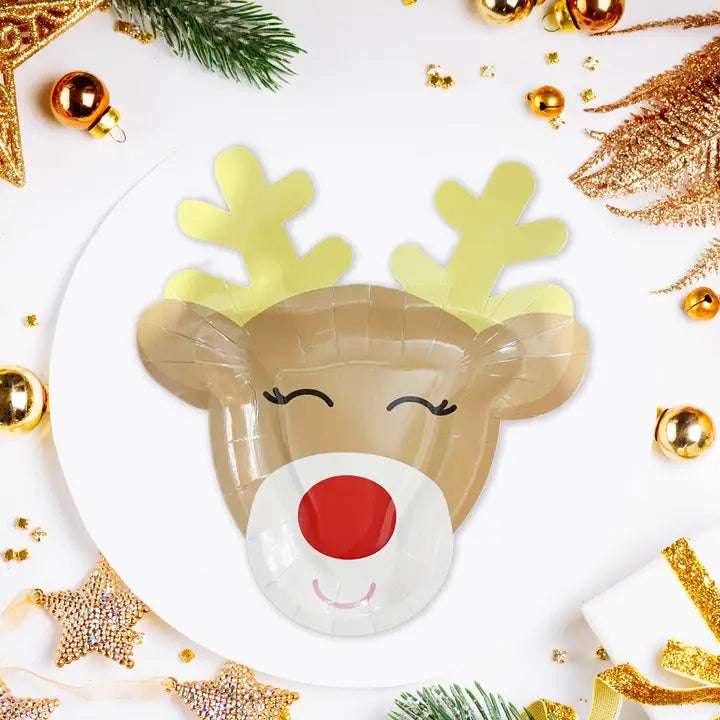 Brown Rudolph the Reindeer Shaped Small Appetizer Dessert Plates