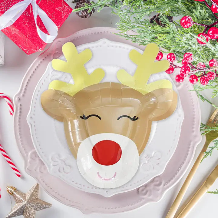 Brown Rudolph the Reindeer Shaped Small Appetizer Dessert Plates