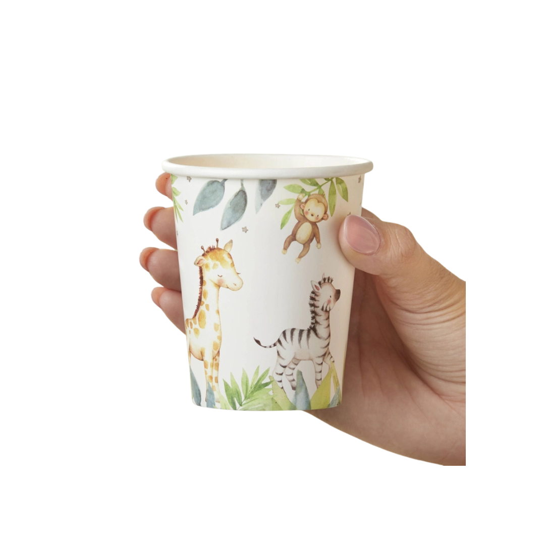 White and Green Safari Baby Cups