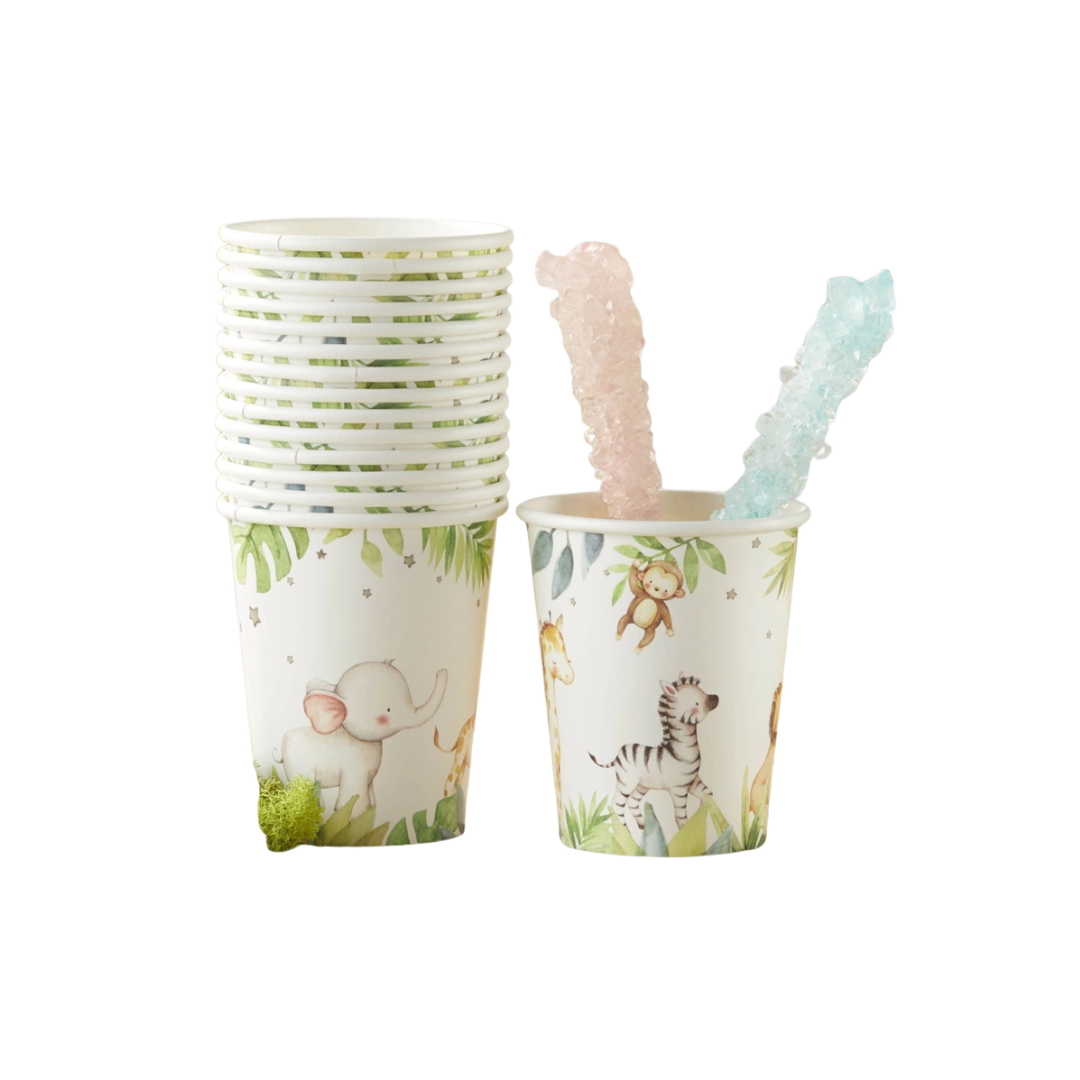 White and Green Safari Baby Cups