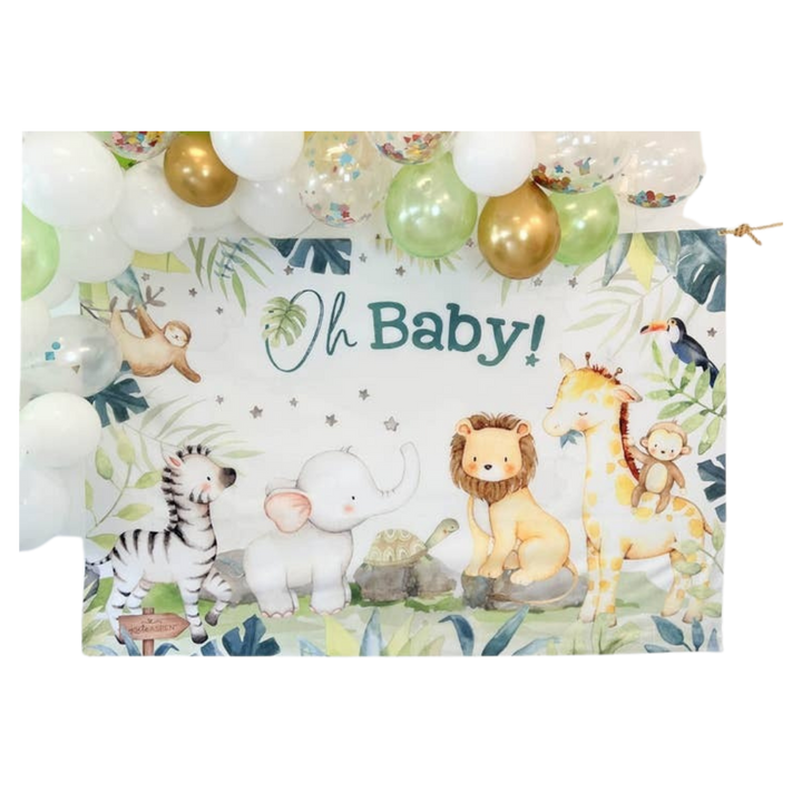 Yellow and Green Safari Baby Shower Photo Backdrop