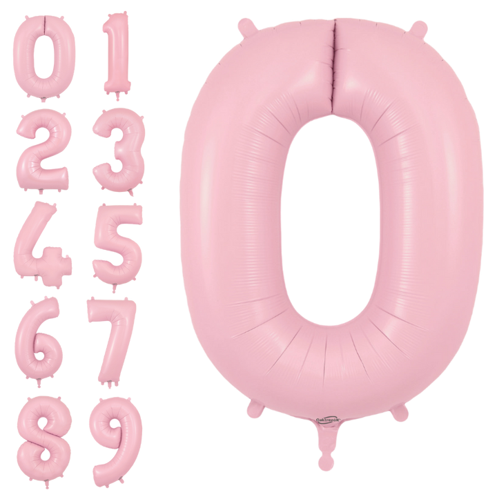 Satin Pink Number 0 - 9 Foil Balloon, 34 in